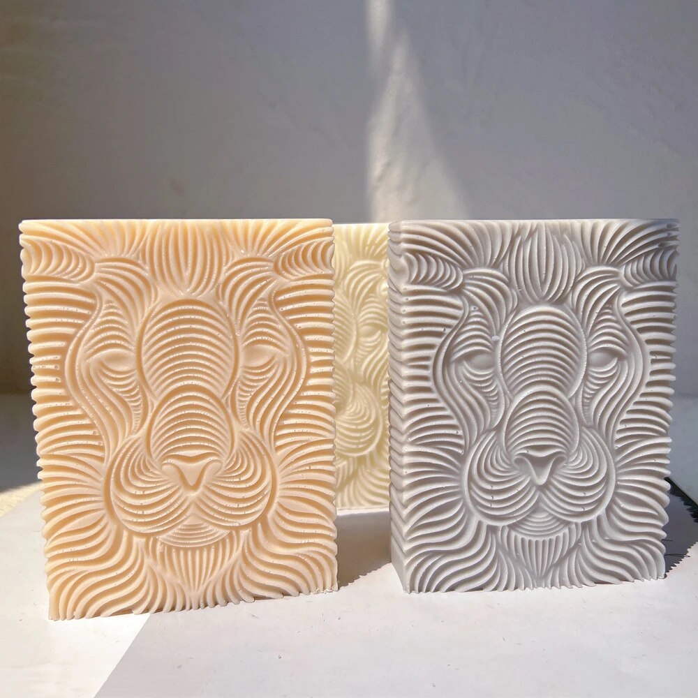Square Lion Head Candle Silicone Mould