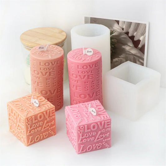 LOVE Cube & Cylindrical Candles Mould