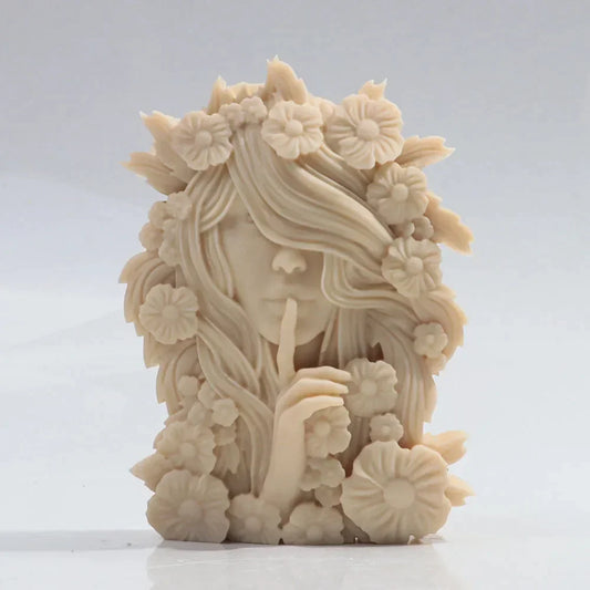Floral Hair Silent Goddess Candle Silicone Mould