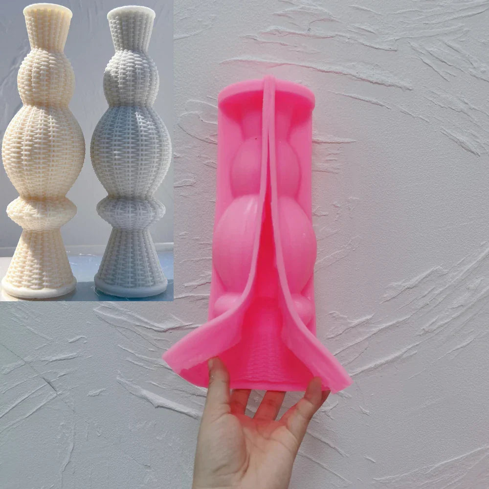 24CM Tall Weave Pillar Candle Mould