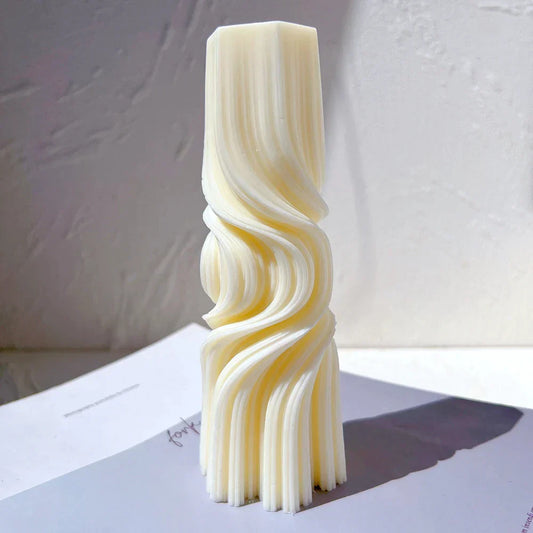 Wave Pillar Swirl Candle Silicone Mould