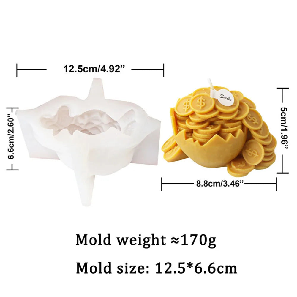 3D Coin Egg Breaking Candle Mould Silicone