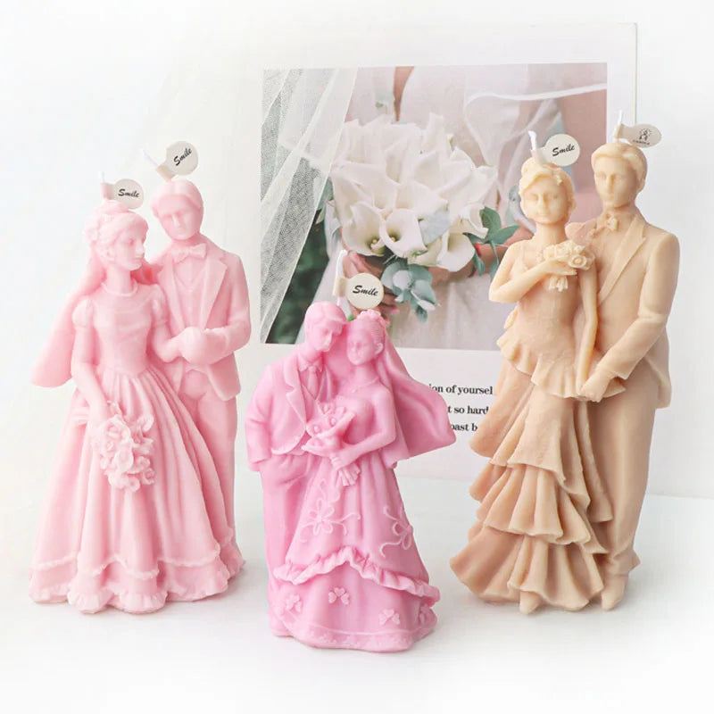 Bride and groom Wedding Ceremony Candle Mould Silicone