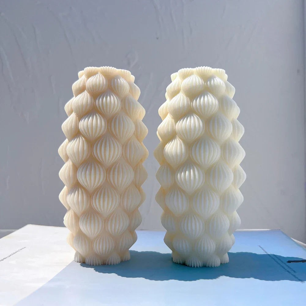 Ribbed Pillar Raindrop Candle Mould