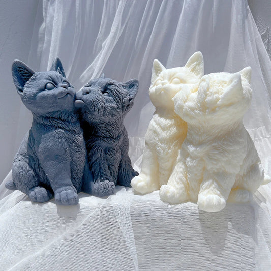 Dog Kiss Cat Candle Silicone Mould