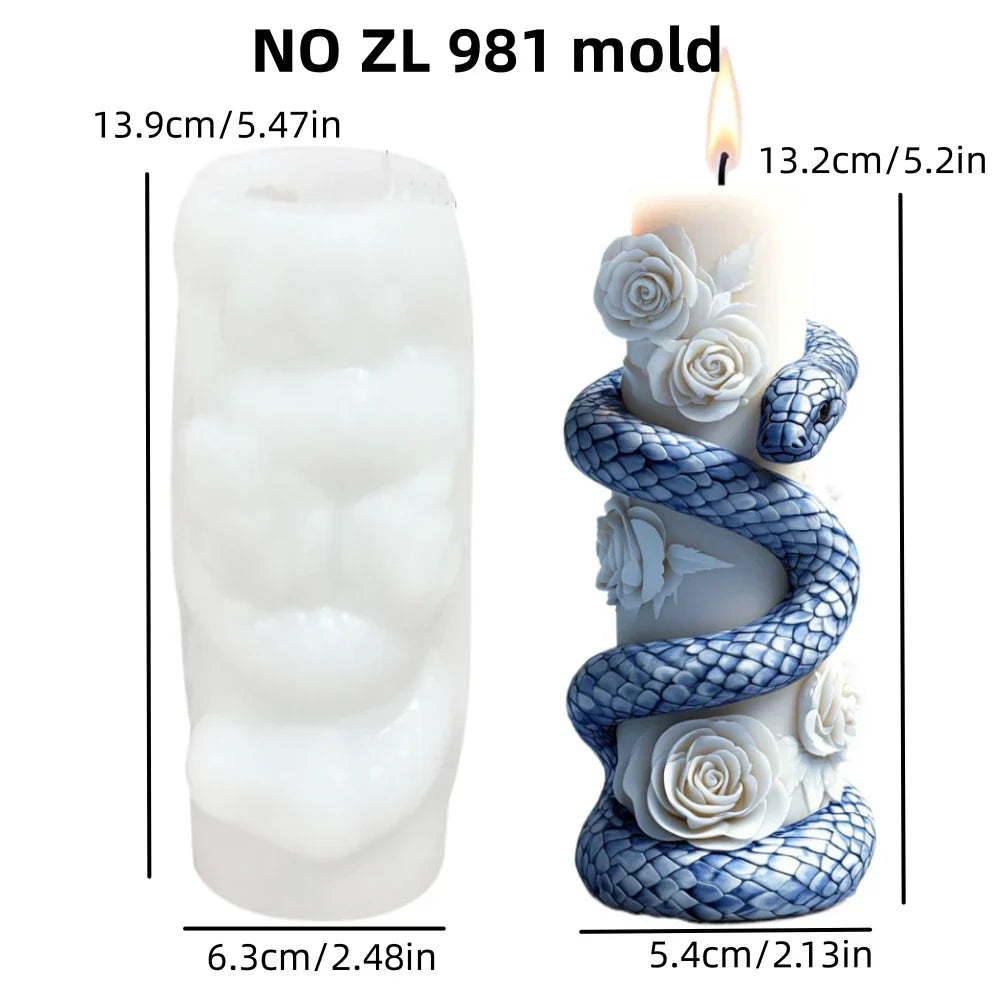 DIY Spiral Snake Relief Long Pole Candle Silicone Mould
