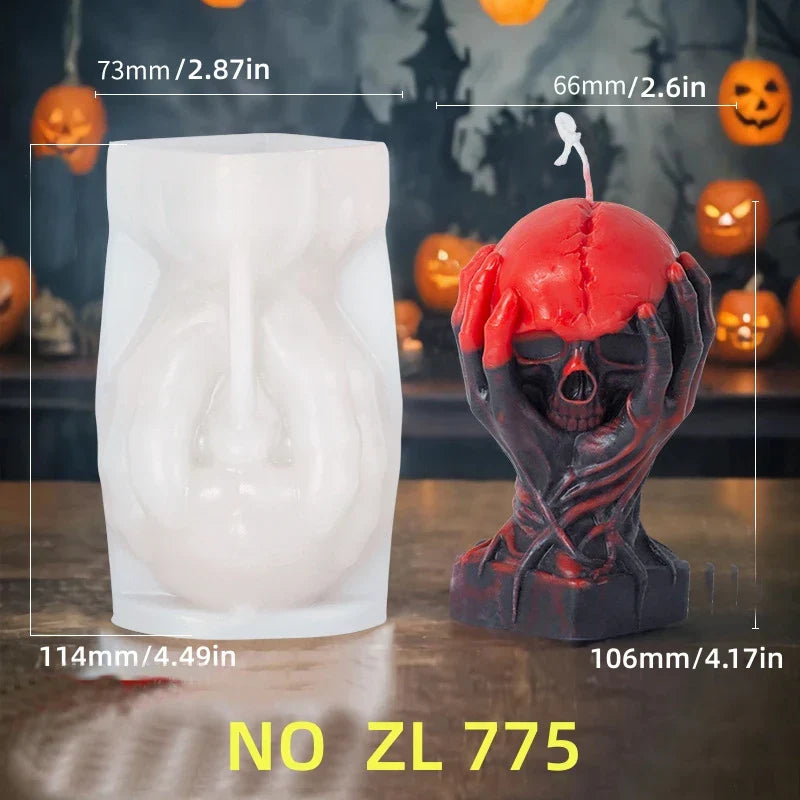Halloween Handheld Rose Skull Candle Mould