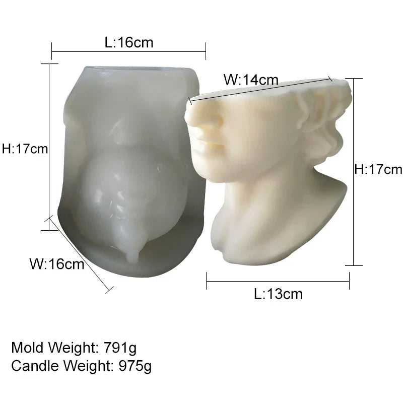 Half Face David Head Silicone Candle Mould