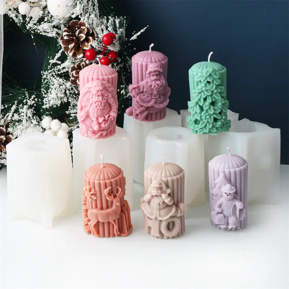 Christmas Cylindrical Candle Silicone Mould