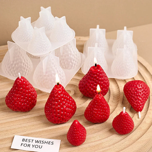 Strawberry Shaped Silicone Candle Mould 4PCS/1PC S/M/L