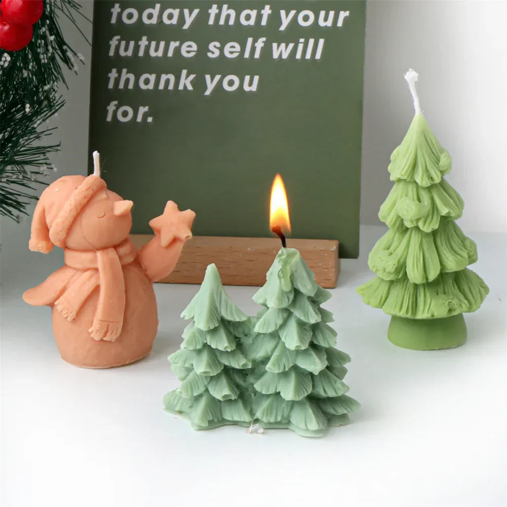 Snowman Christmas Tree Candle Silicone Mould