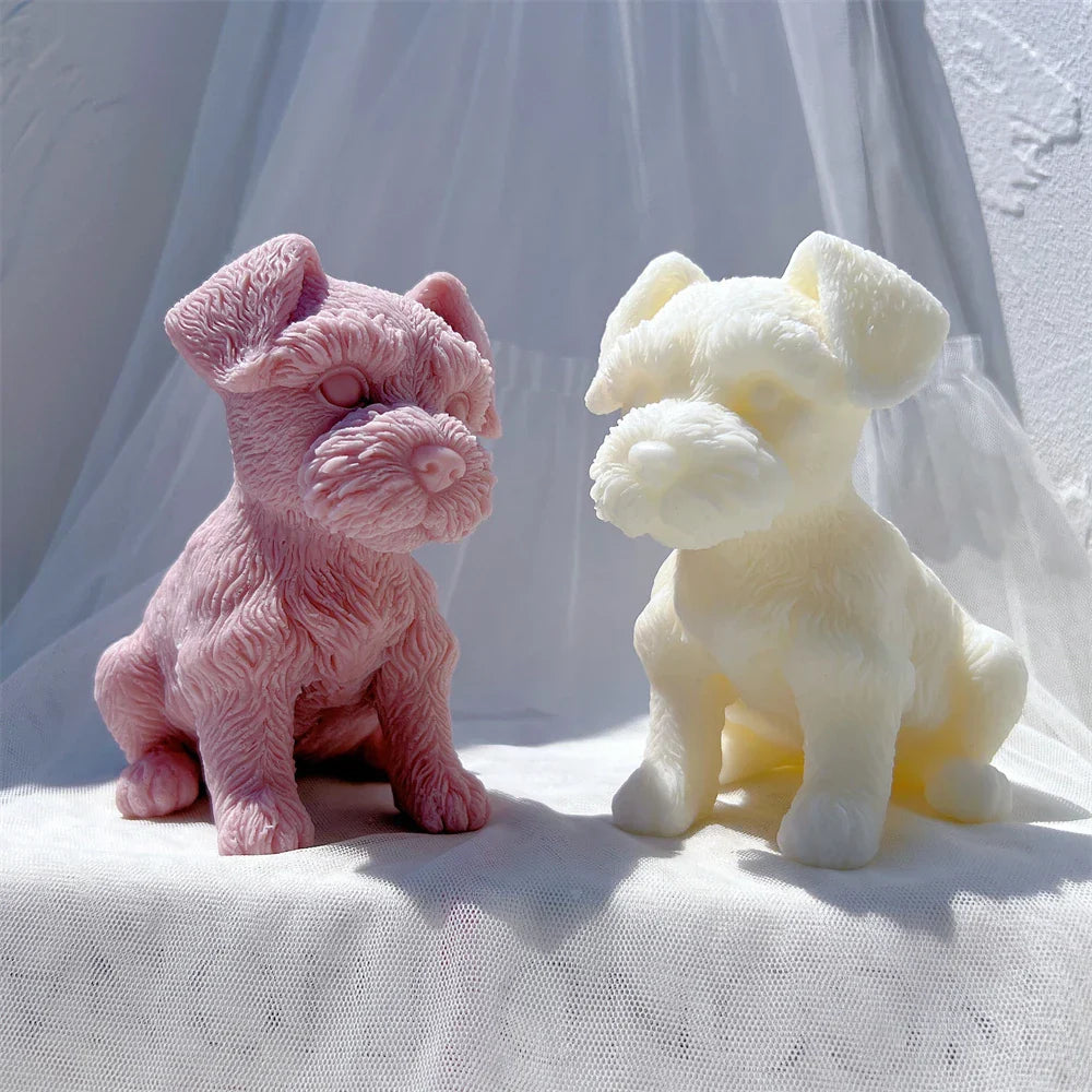 Schnauzer Puppy Figurine Silicone Candle Mould