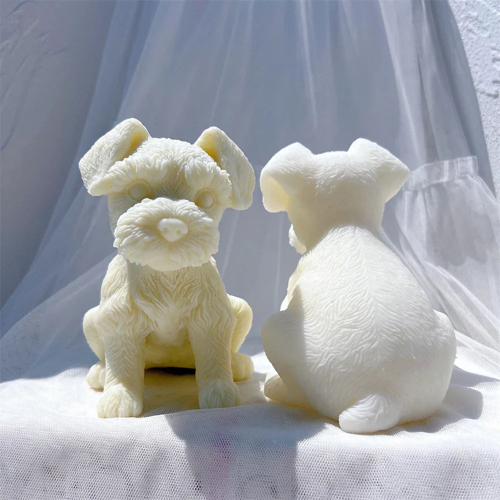Schnauzer Puppy Figurine Silicone Candle Mould