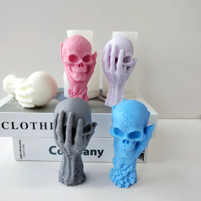 Large Hand Held Skull Candle Mould for Halloween DIY