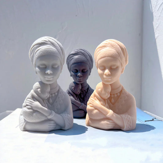 Afro Women Holding Baby Bust Candle Mould