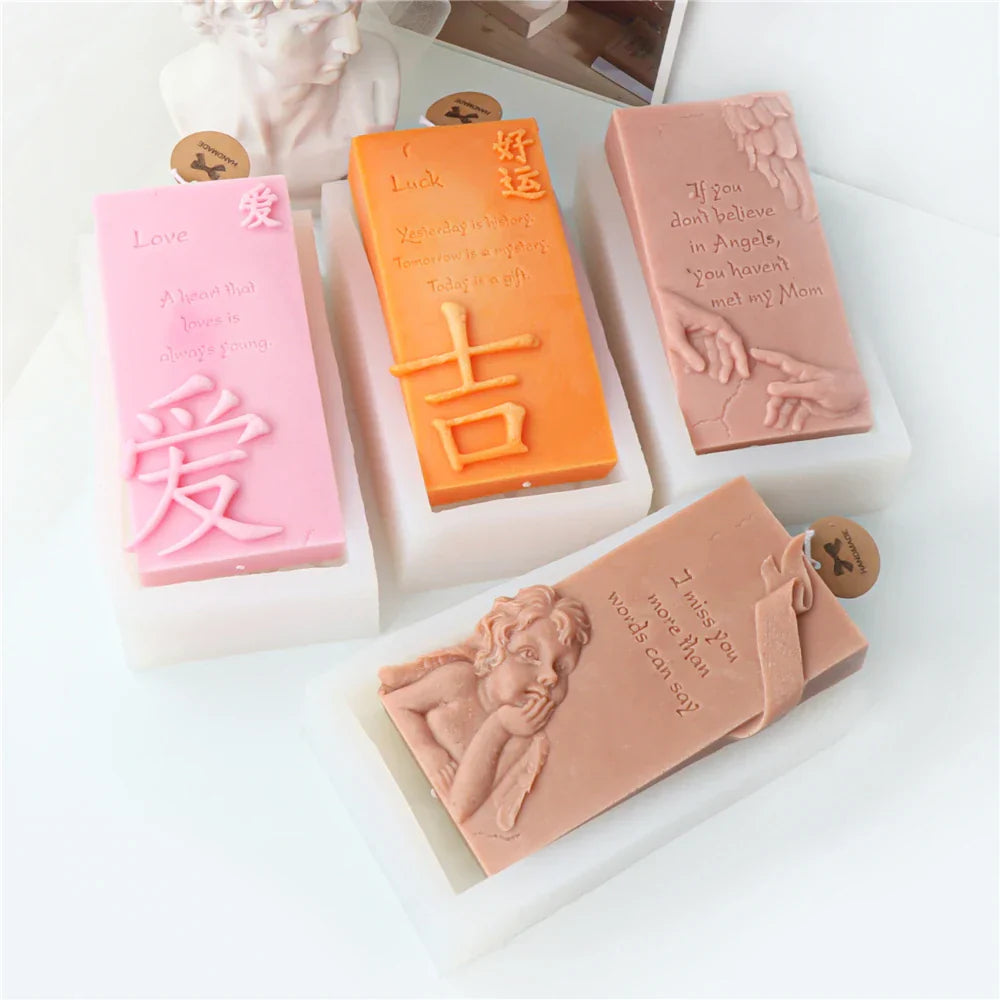 Luck Angel Slogan Letter Silicone Candle Mould