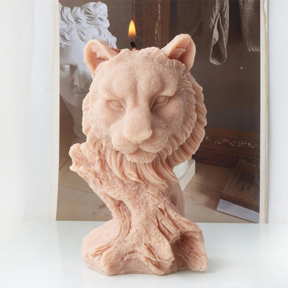 Tiger Head Tree Stump Silicone Candle Mould