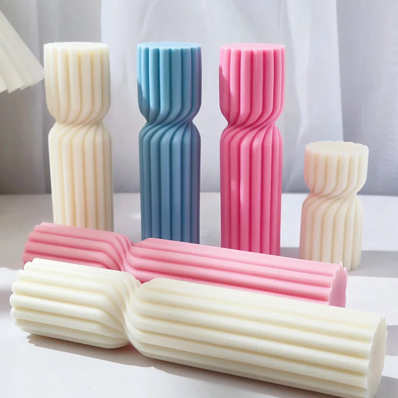 Cylindrical Stripe Pillar Candle Mould