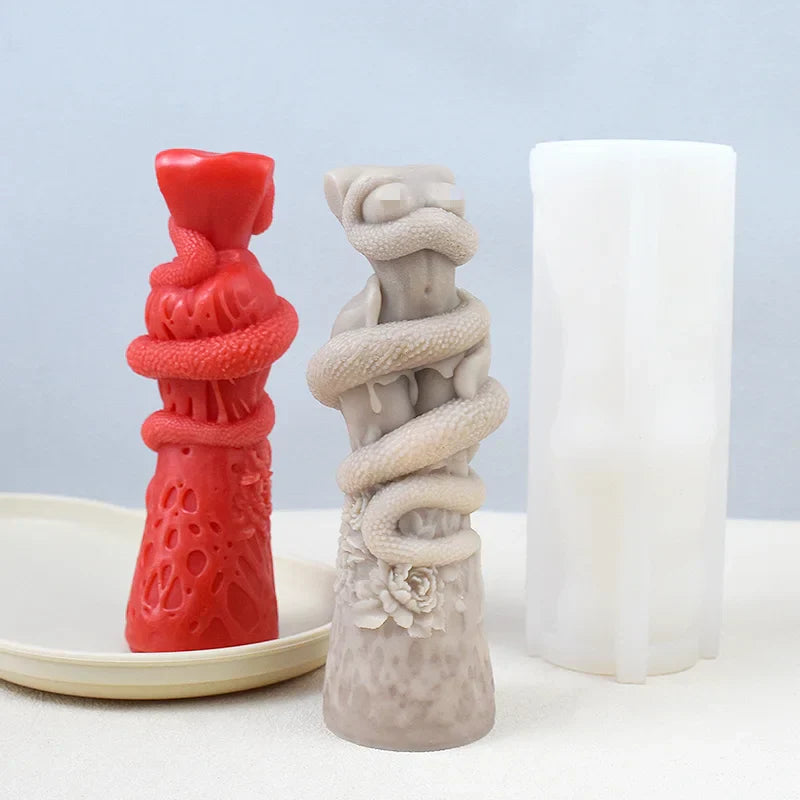 Snake Wrapped Women Body Pillar Silicone Candle Mould