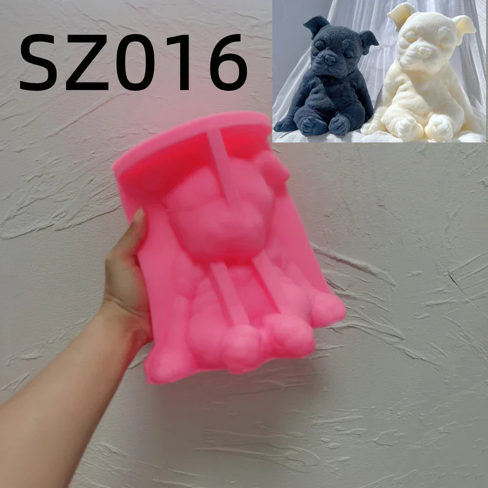 Sitting Sleeping Boston Terrier Puppy Candle Mould