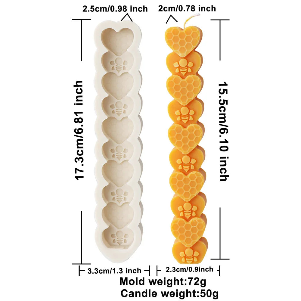 Honeycomb Flower Bee Long Pillar Candle Silicone Mould