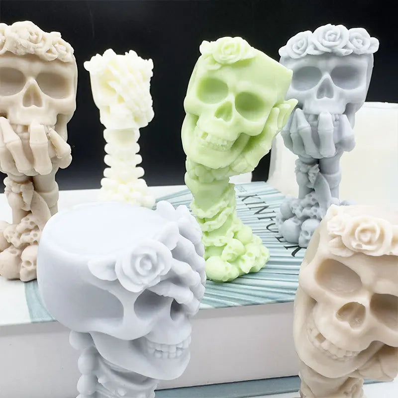 Halloween Skull Rose Candle Mould