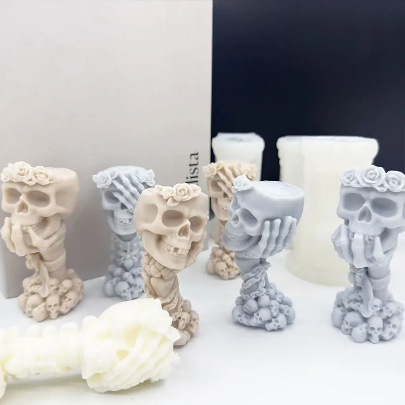 Halloween Skull Rose Candle Mould