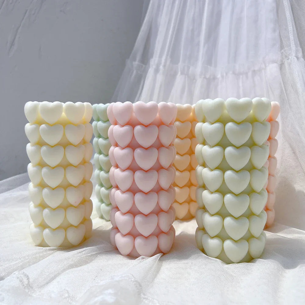 Heart Pillar Silicone Candle Mould: Wedding & Anniversary Gift