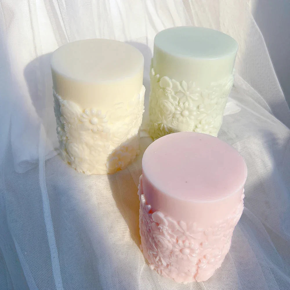 Flower Pillar Candle Mould for Floral Home Decor