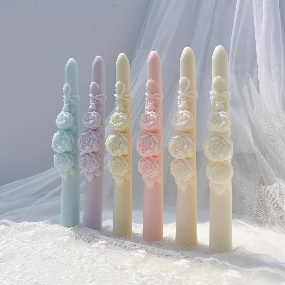 21.5CM Tall Taper Rose Candle Mold