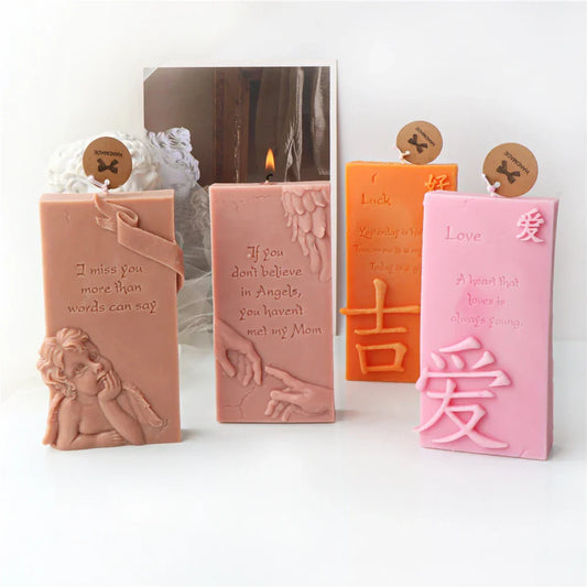 Luck Angel Slogan Letter Silicone Candle Mould