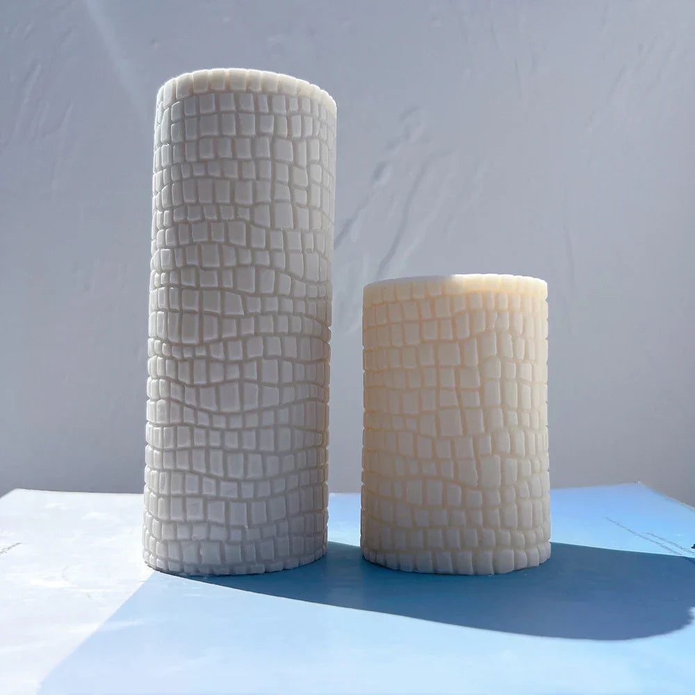 Paving Texture Pillar Candle Silicone Mould