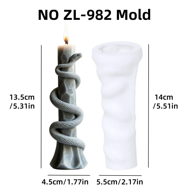 DIY Spiral Snake Relief Long Pole Candle Silicone Mould
