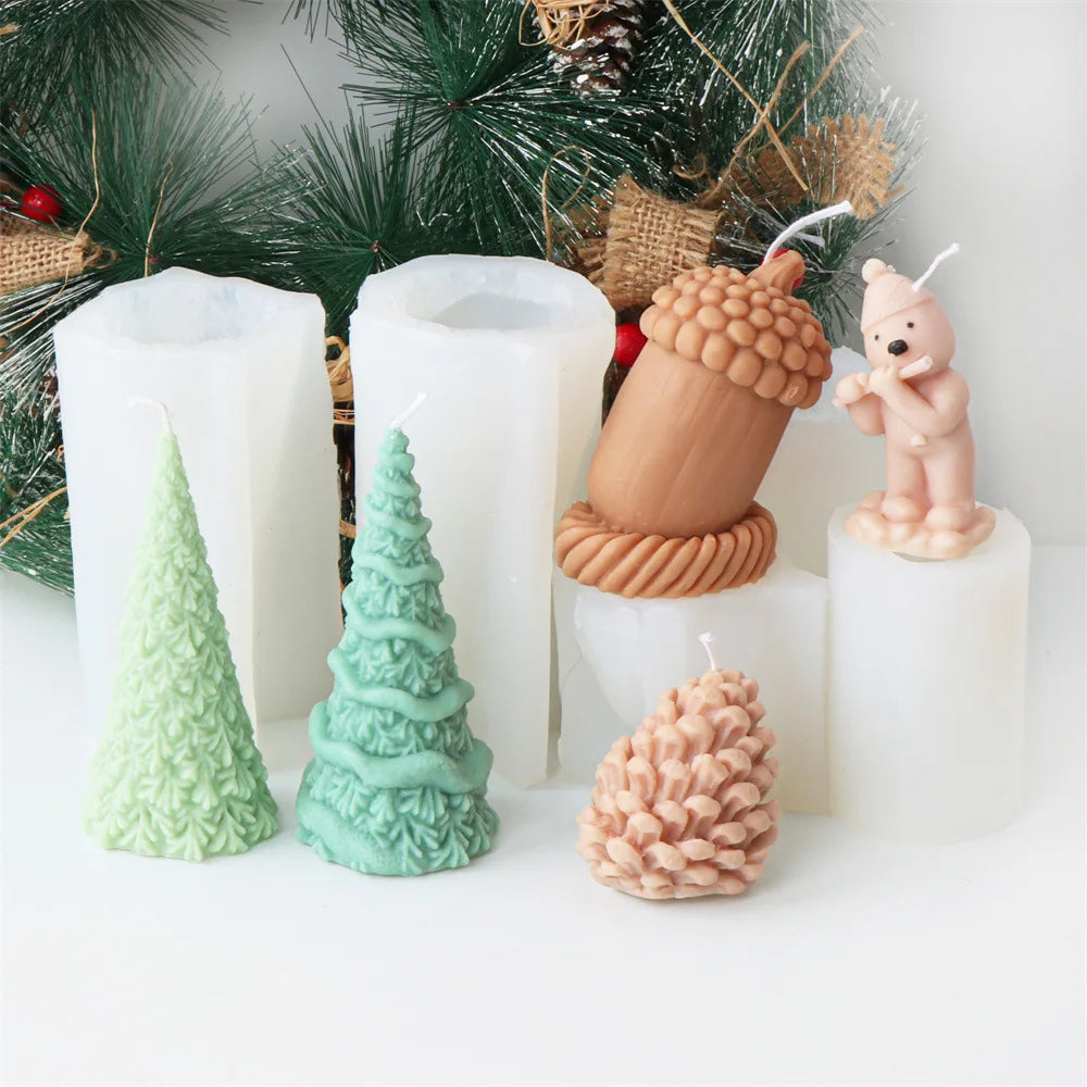 3D Christmas Tree Pinecone Candle Silicone Mould