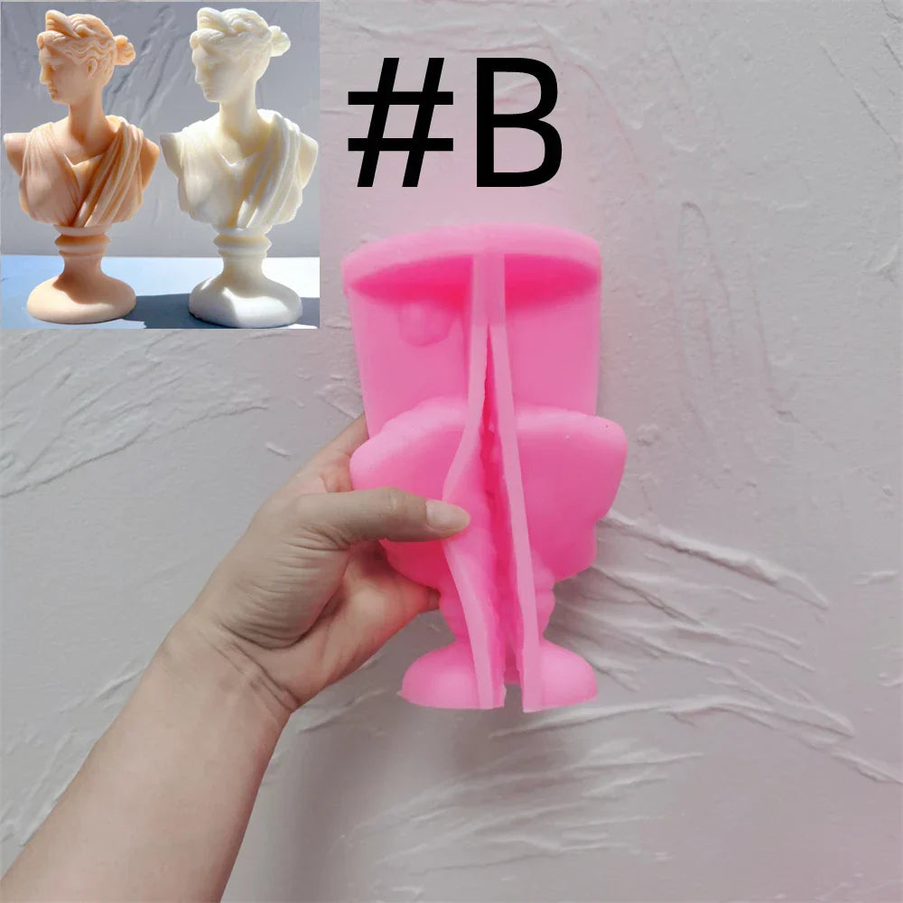 Greek Sculpture Roman Apollo Artemis Diana Bust Silicone Candle Mould