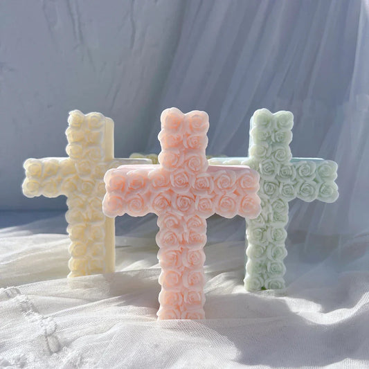 Rose Cross Candle Mould