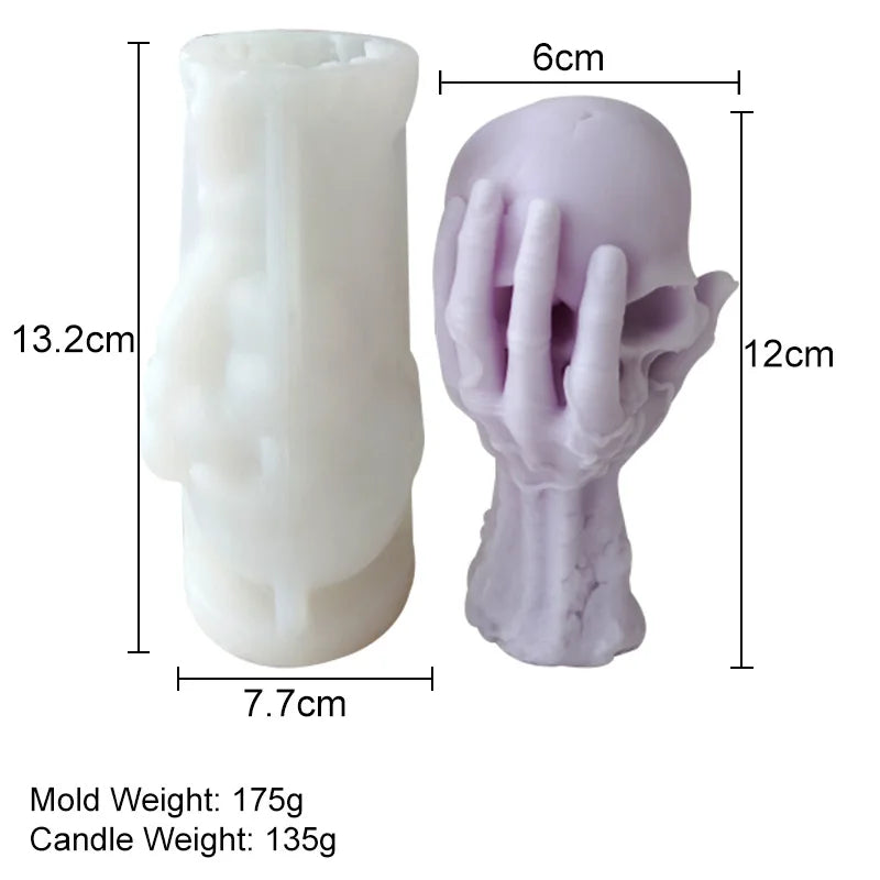 Large Hand Held Skull Candle Mould for Halloween DIY