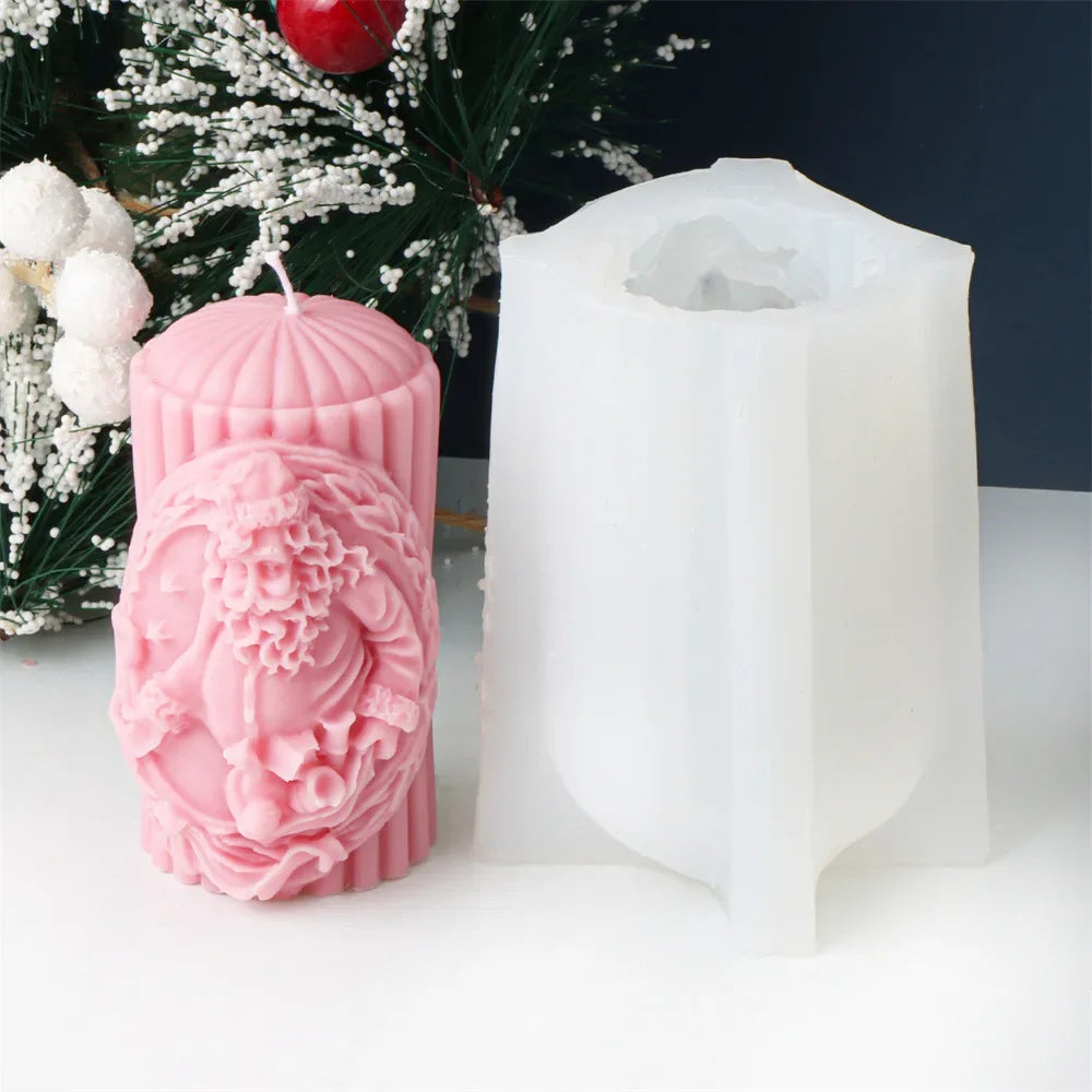 Christmas Cylindrical Candle Silicone Mould