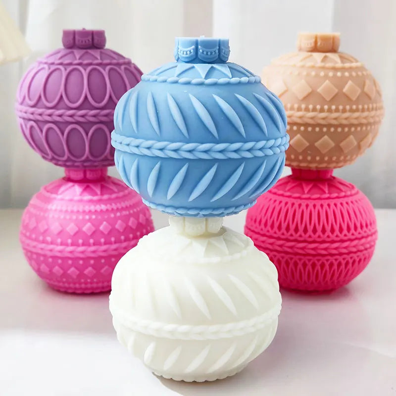 Rococo-style Linear Ball Baubles Candle Mould