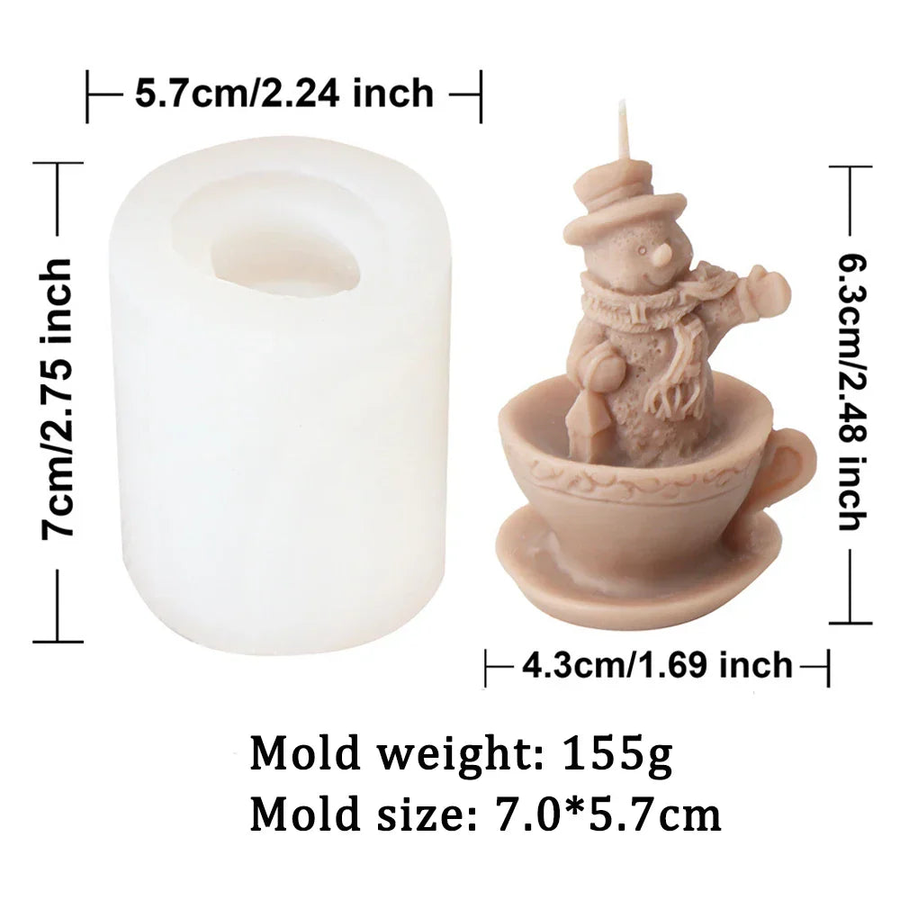 Christmas Mini Santa Cups Silicone Candle Mould - 8 Style