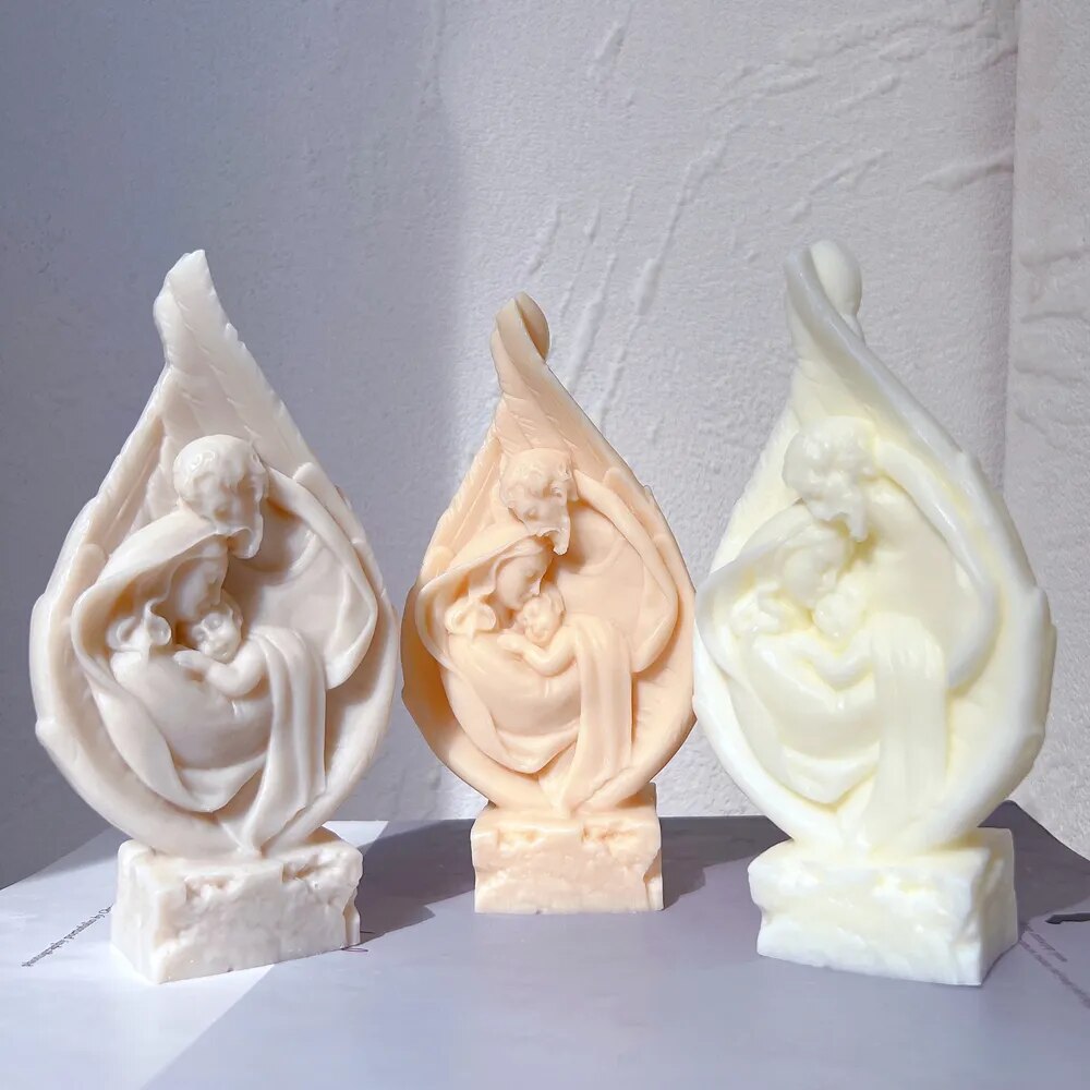 Holy Family in Angel Wings Candle Mould