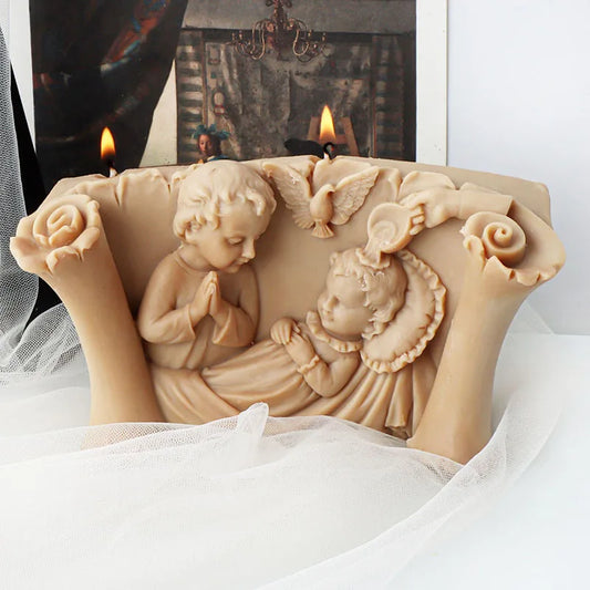 Large size Scroll Boy and Girl Candle Mould