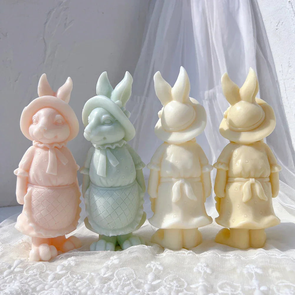 Apron Rabbit Girl Silicone Candle Moulds