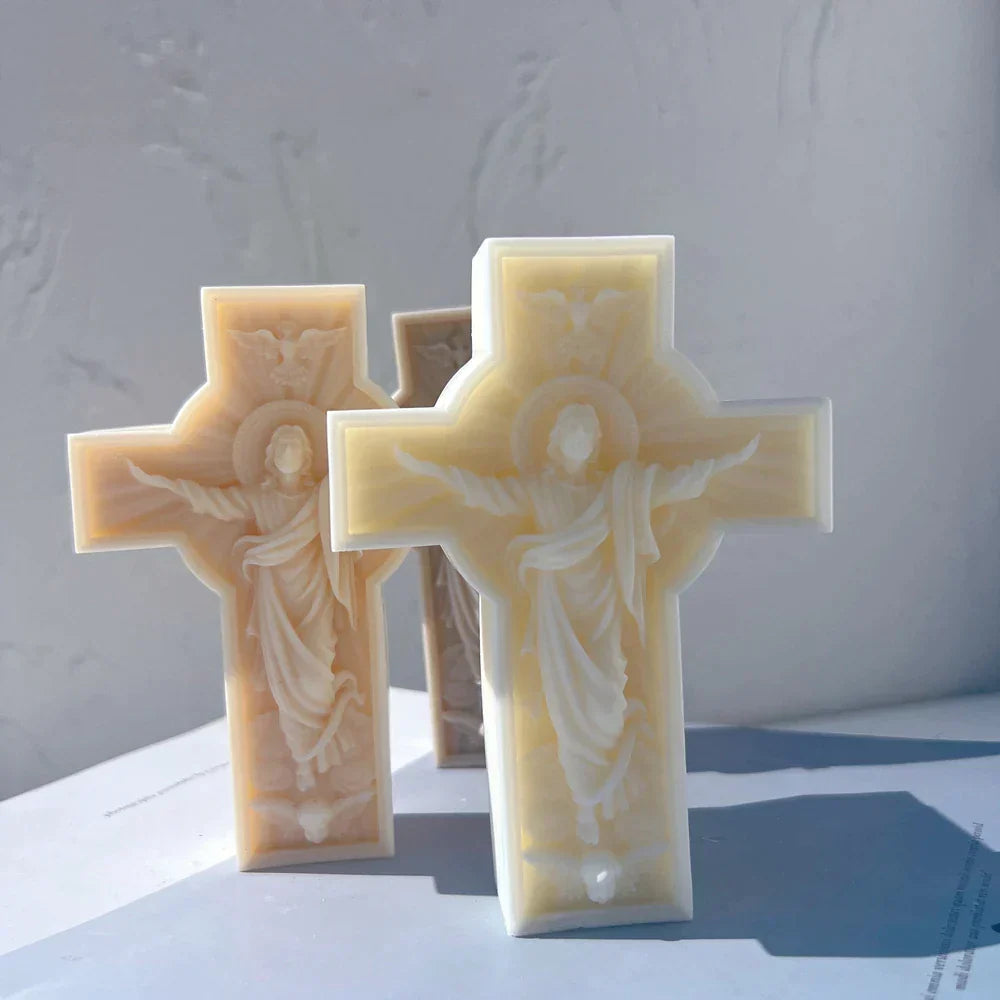 Jesus Statue Cross Candle Mould Silicone