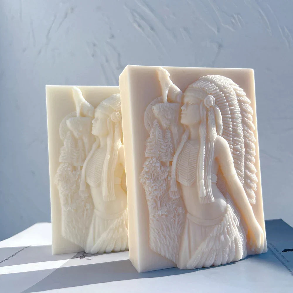 Ameican Indian Hunter Woman Candle Mould