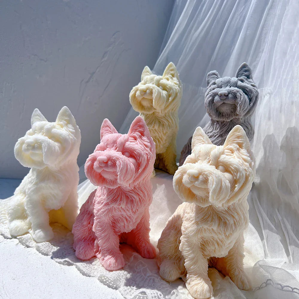 Yorkshire Terrier Dog Statue Candle Silicone Mould