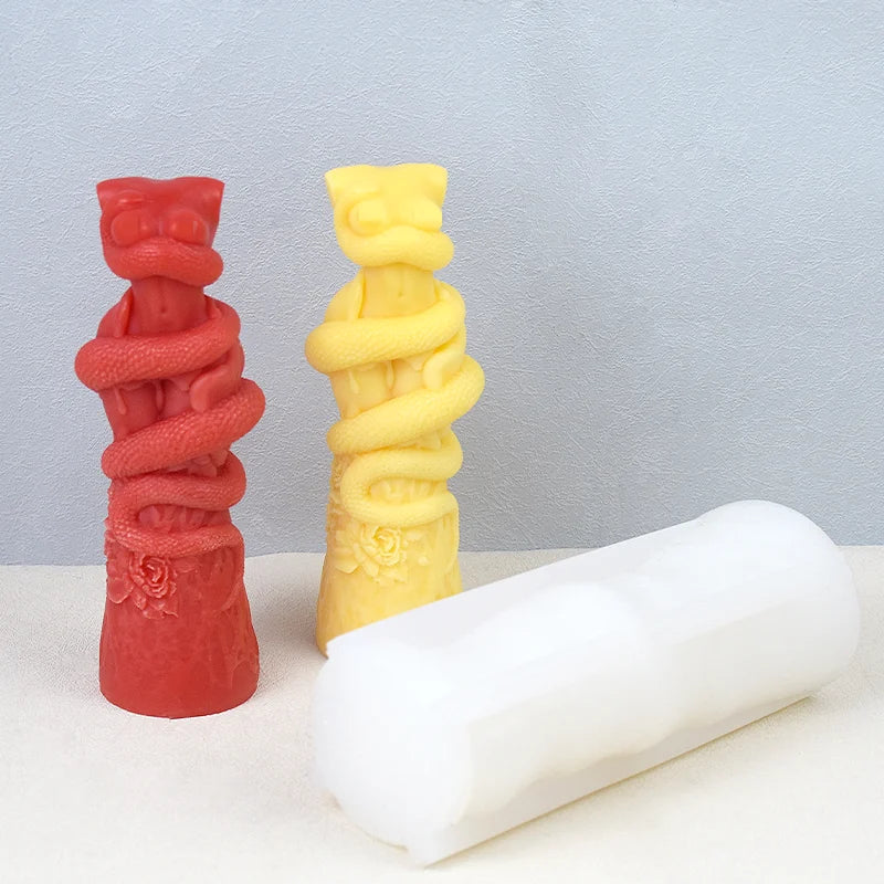 Snake Wrapped Women Body Pillar Silicone Candle Mould