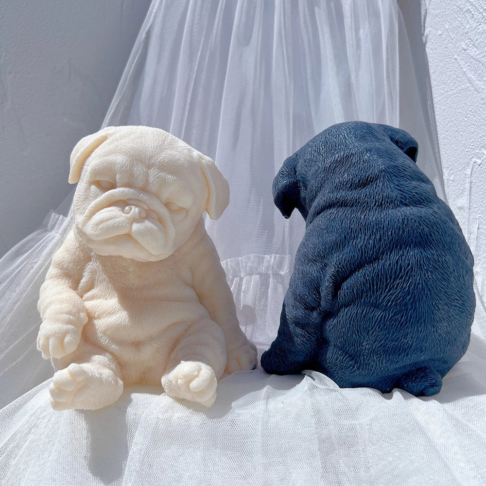 Sitting Sleeping Pug Puppy Candle Mould