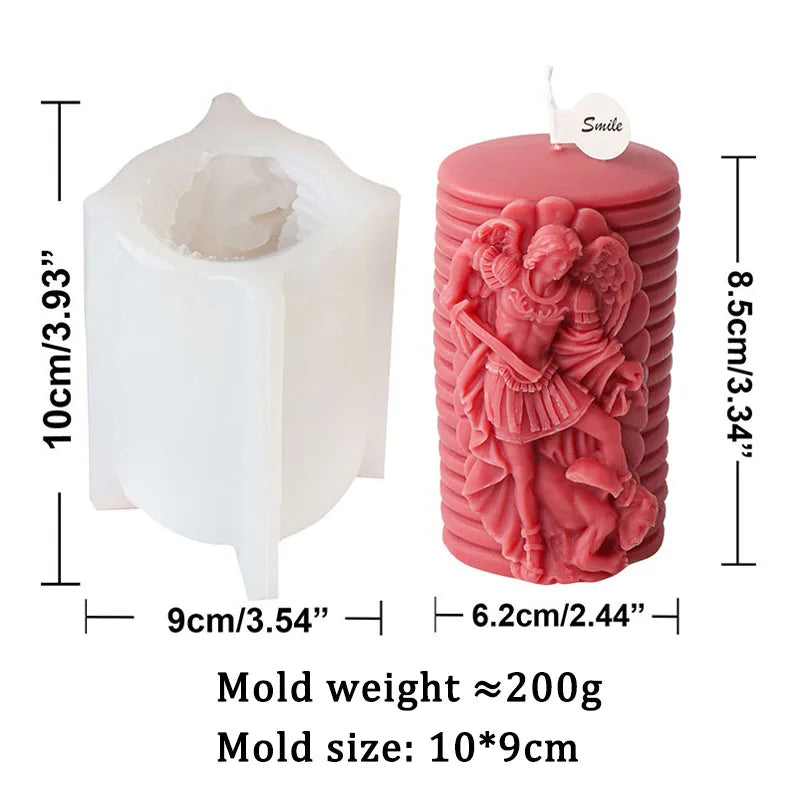 Jesus and Virgin Cylinderical Striped Candle Silicone Mould