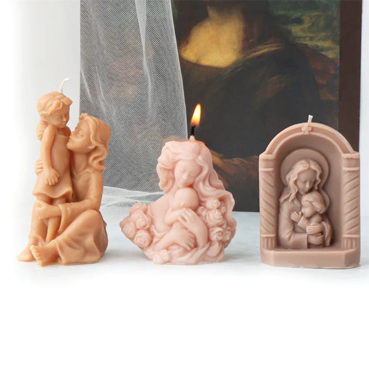 Mother Holding Baby Silicone Candle Mould
